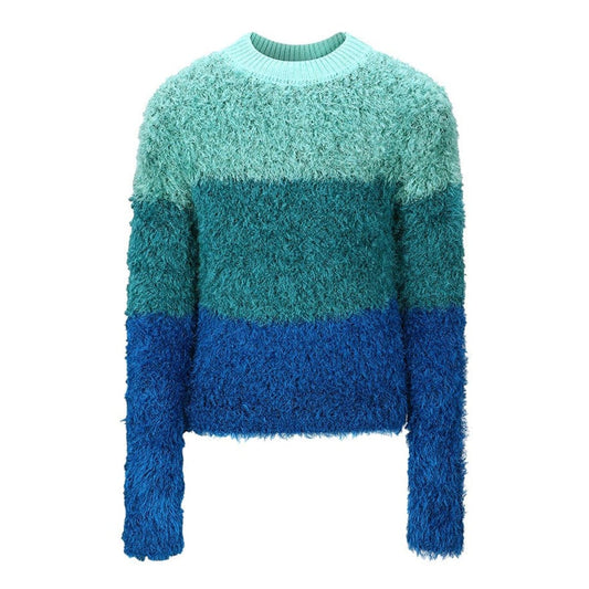 COLOR BLOCK SHAGGY SWEATER